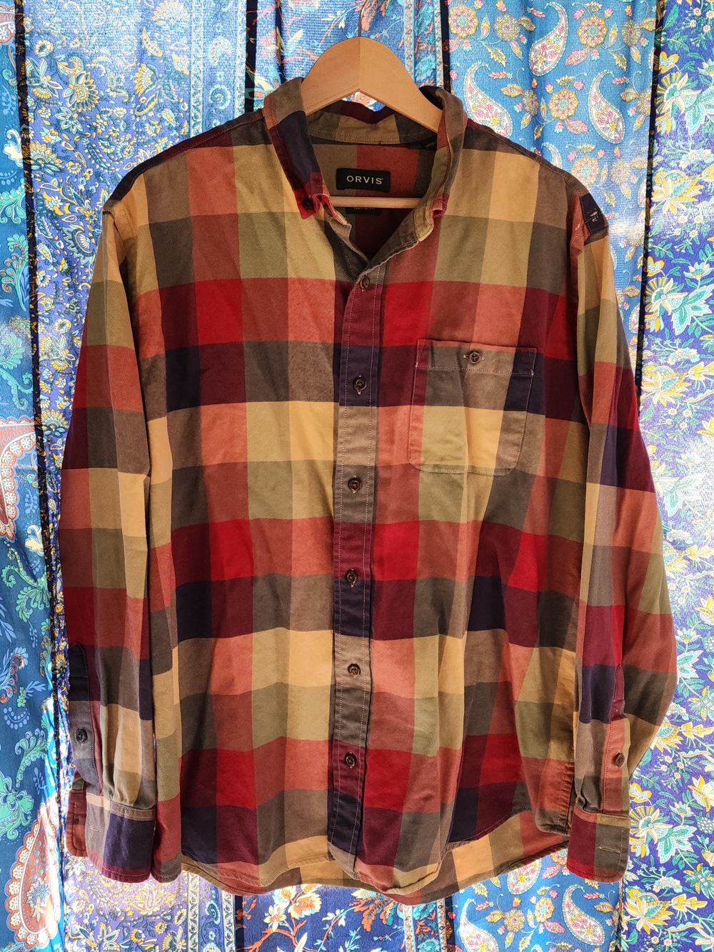 90s Orvis Men's Mulricolor Plaid Button-Down Shirt